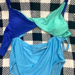 SHEIN Blue and Green One Piece Swimsuit
